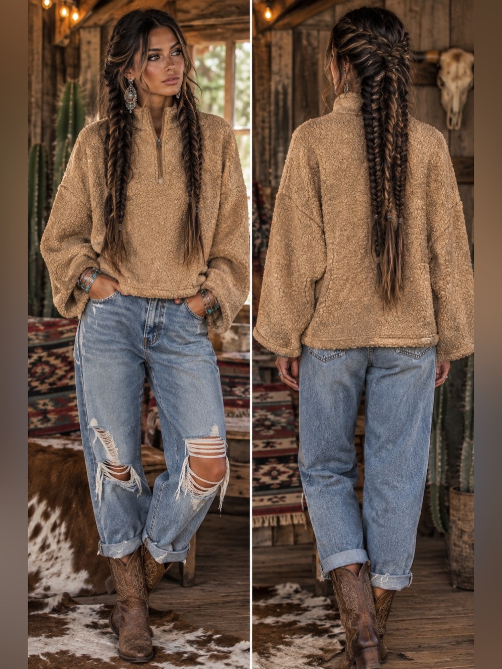 New Zara Half Zip Teddy Pullover